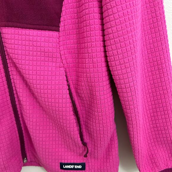 Lands' End Women's Pink Grid Fleece Full Zip Jacket Size S - Picture 4 of 6